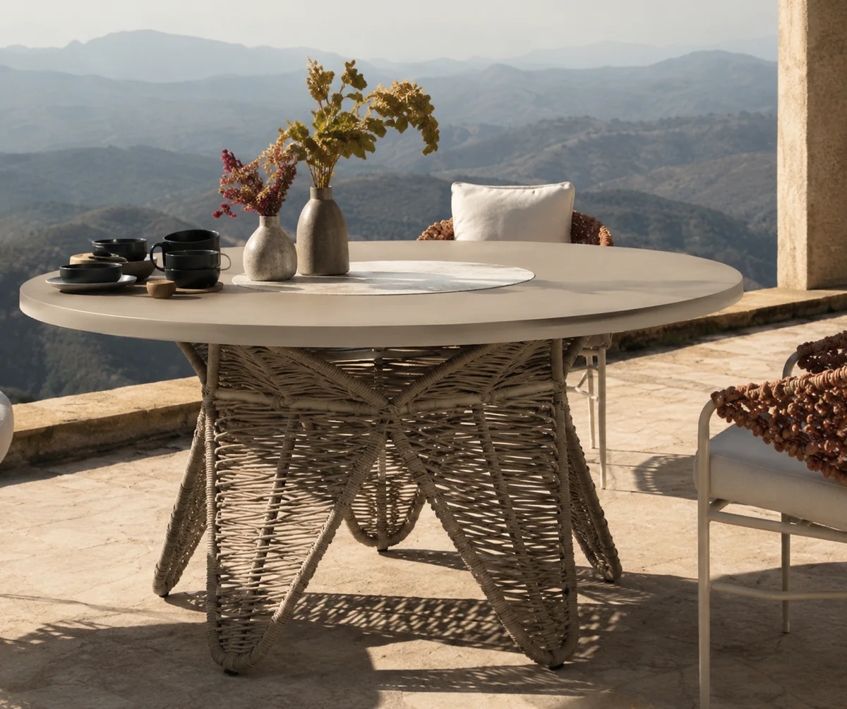 Mesa de Jantar Vitral em ambiente decorado, design de Ellie Rocha
