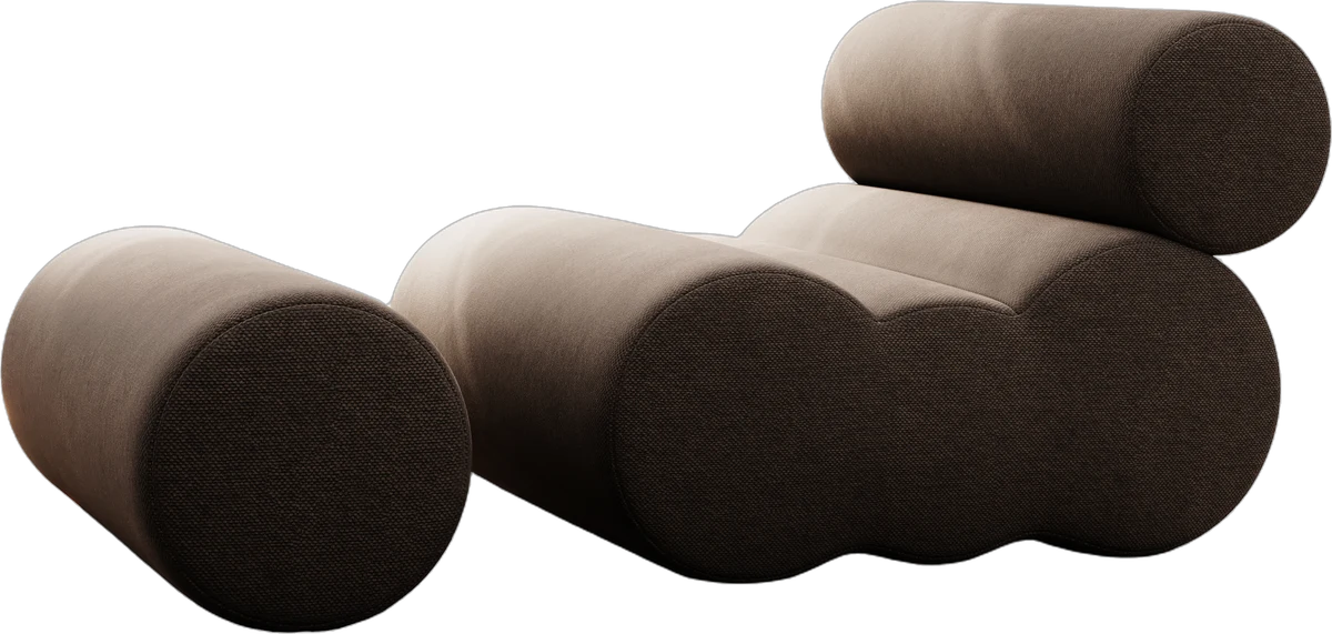 Puffs e módulo do sofá Cozy montados soltos