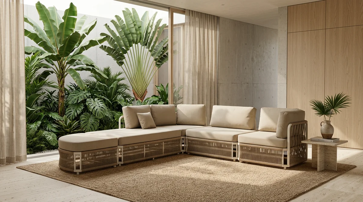 Chaise Barcelona Corda Náutica com outras peças da linha Barcelona