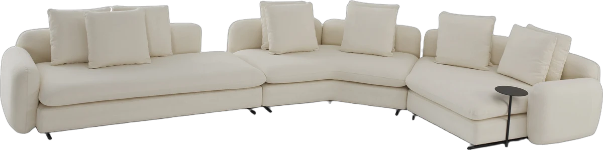 Sofá modular Orquestra com chaise e mesa de apoio