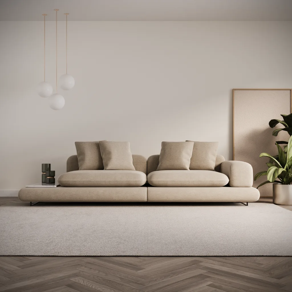 Sofá com mesa lateral Âmago em sala de estar clara