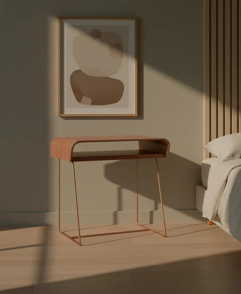 Mesa de Cabeceira Adam em quarto ao lado da cama